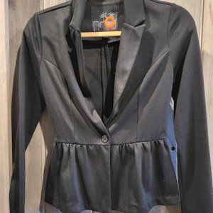 Guess Black Cotton Peplum Blazer Small